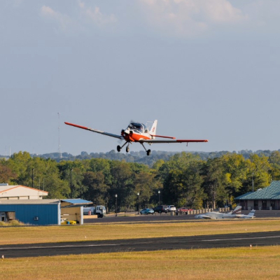 plane taking off from Brenham airport