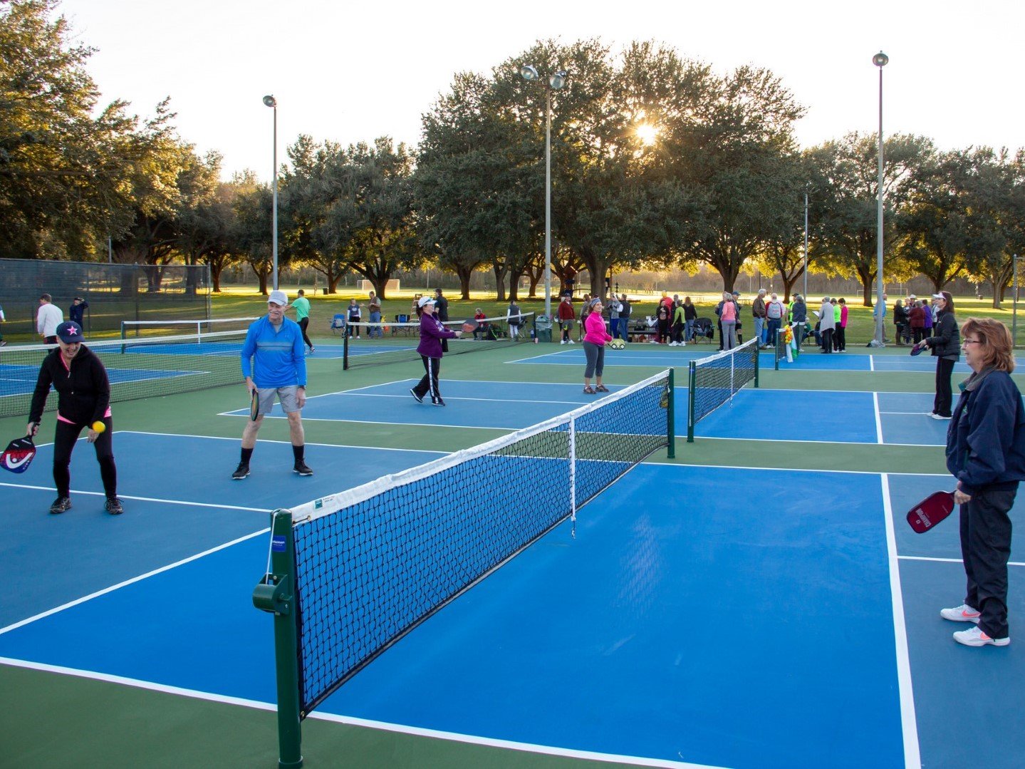 Pickleball being played at the Pickleball courts in Jackson Street Park