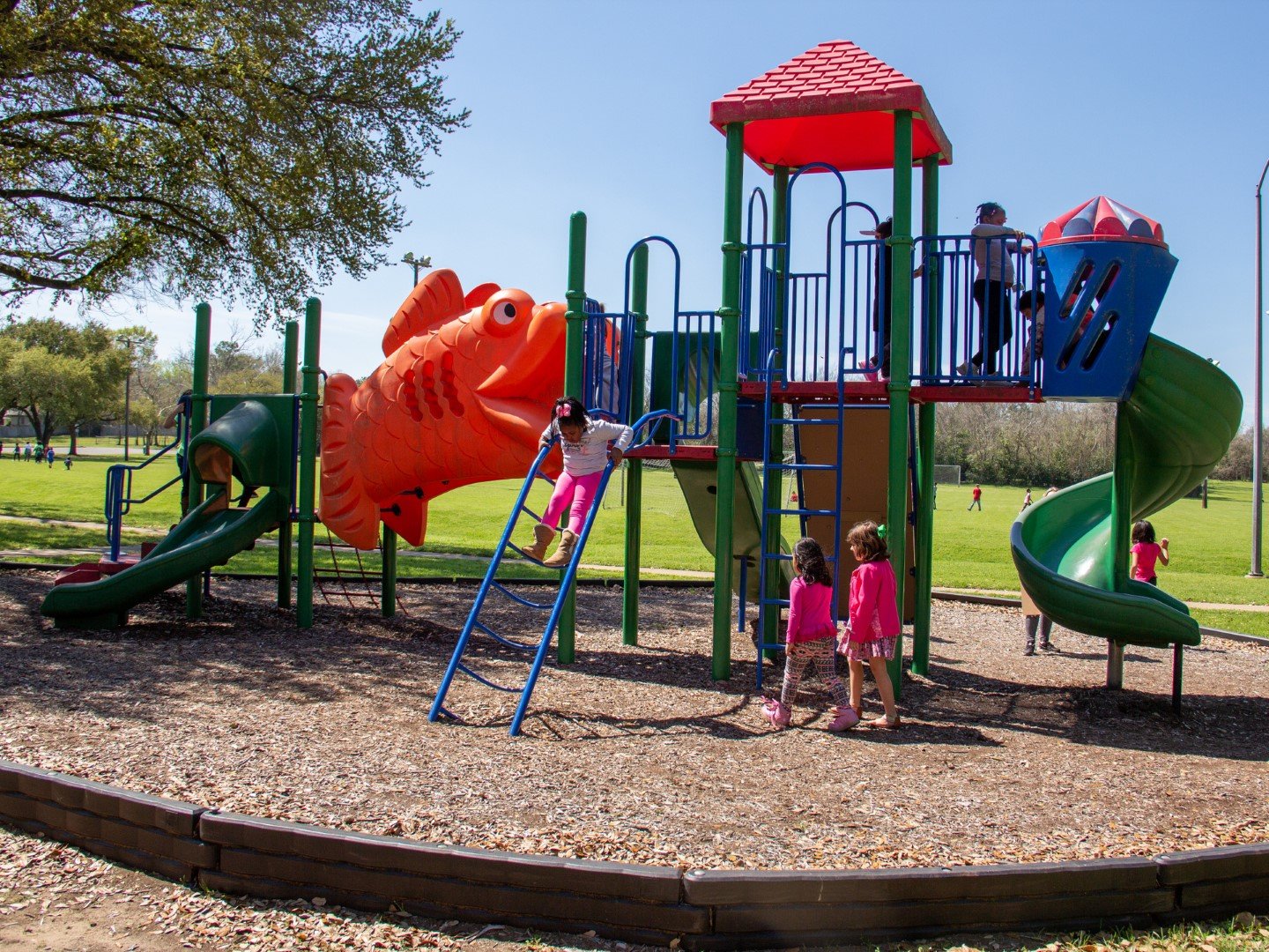 Children playing on a playground at Jackson Street Park