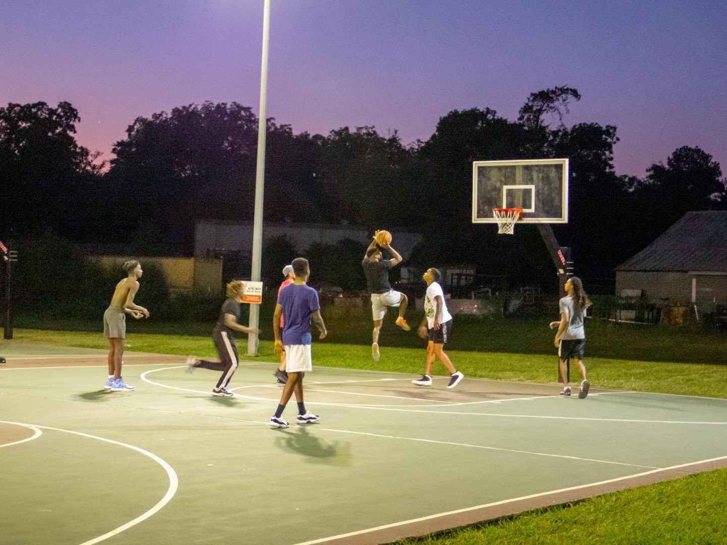 Basketball being played on the courts at Jackson Street Park
