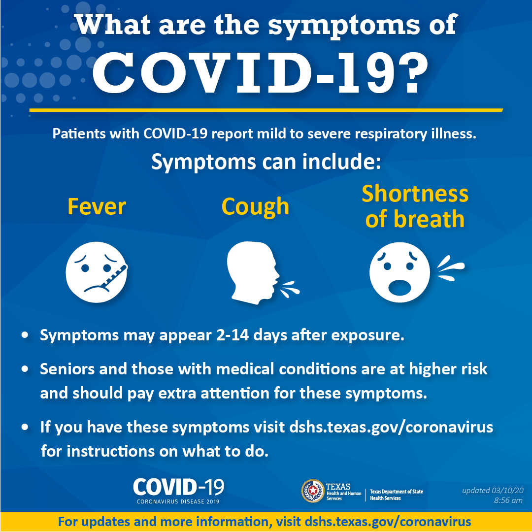 COVID-19 Symptoms-flyer-english-view full details at https://www.dshs.state.tx.us/