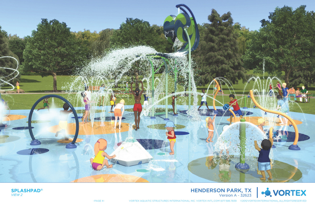 Henderson Park Splashpad rendering - view 2 - Vortex Aquatic Structures International