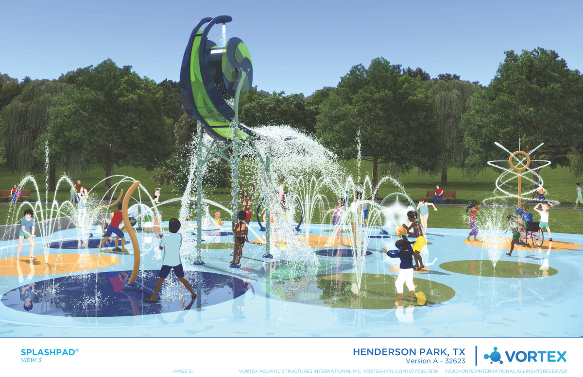Henderson Park Splashpad rendering - view 3 - Vortex Aquatic Structures International