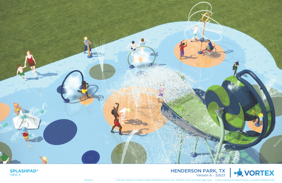 Henderson Park Splashpad rendering - view 4 - Vortex Aquatic Structures International